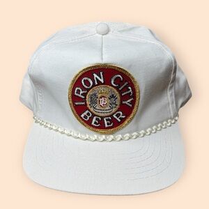 Vintage Iron City Beer 1980s Snapback Hat White Vtg 80s Pittsburgh